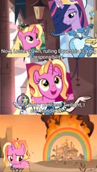 Size: 2160x3840 | Tagged: safe, derpibooru import, edit, edited screencap, screencap, luster dawn, princess twilight 2.0, twilight sparkle, twilight sparkle (alicorn), alicorn, pony, unicorn, the last problem, crown, disgrace, fail, female, image, jewelry, jpeg, mare, older, older twilight, older twilight sparkle (alicorn), open mouth, regalia, star butterfly, star vs the forces of evil, text