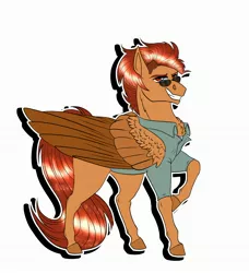 Size: 2644x2905 | Tagged: safe, artist:inisealga, derpibooru import, oc, unofficial characters only, pegasus, pony, clothes, commission, image, jpeg, male, pegasus oc, shirt, shirt collar, simple background, smug, solo, solo male, stallion, sticker, sticker pack, sticker set, transparent background, wings