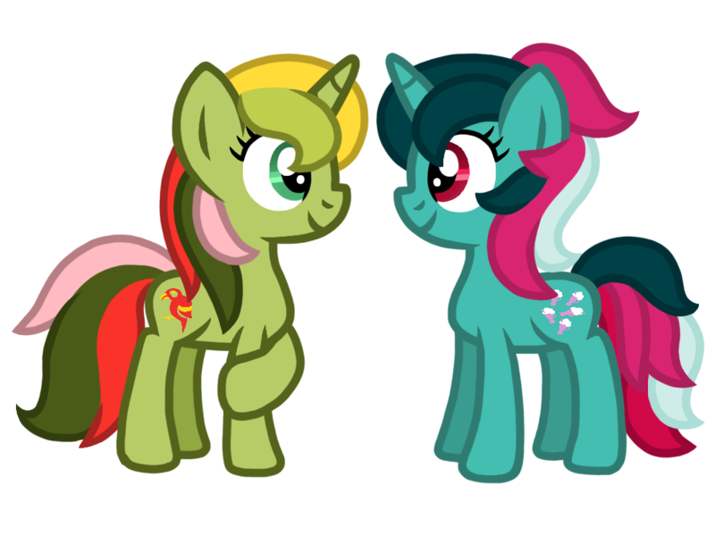 Size: 1024x768 | Tagged: safe, artist:thechocolatesea, derpibooru import, fizzy, mimic (g1), pony, twinkle eyed pony, unicorn, cute, duo, female, fizzybetes, fizzymimic, friends, g1, g1 to g4, g4, generation leap, image, lesbian, mimicbetes, png, shipping, simple background, smiling, transparent background, vector