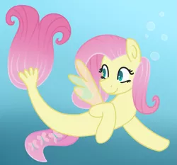 Size: 1273x1188 | Tagged: safe, artist:azure-quill, derpibooru import, fluttershy, pegasus, seapony (g4), bubble, crepuscular rays, dorsal fin, female, fin wings, fish tail, flowing tail, green eyes, image, ocean, pink mane, png, seaponified, seapony fluttershy, smiling, solo, species swap, sunlight, swimming, tail, underwater, water, wings