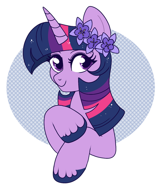 Size: 999x1155 | Tagged: safe, artist:lulubell, derpibooru import, twilight sparkle, pony, balloon flowers, bust, cute, flower, flower in hair, image, looking at you, png, portrait, smiling, solo, twiabetes