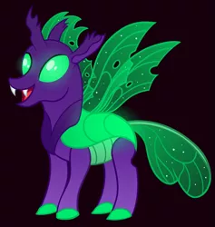 Size: 2179x2300 | Tagged: safe, artist:sweetielover, derpibooru import, oc, oc:sparkly emerald, unofficial characters only, changeling, changeling oc, glow, high res, image, male, open mouth, png, simple background, solo
