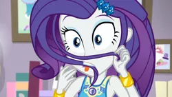 Size: 3410x1920 | Tagged: safe, derpibooru import, screencap, rarity, do it for the ponygram!, equestria girls, equestria girls series, spoiler:eqg series (season 2), bracelet, female, geode of shielding, hairpin, image, jewelry, jpeg, magical geodes, rarity peplum dress, solo