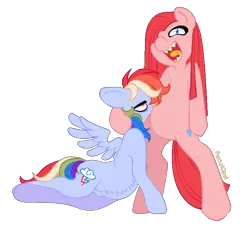 Size: 714x650 | Tagged: semi-grimdark, artist:seaprincessopal, derpibooru import, pinkie pie, rainbow dash, anthro, earth pony, pegasus, pony, fanfic:cupcakes, bipedal, cupcake, food, image, ms paint, pinkamena diane pie, png, scar, sharp teeth, simple background, stitches, teeth, transparent background