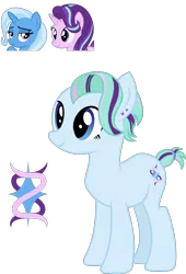 Size: 1124x1651 | Tagged: safe, artist:littlejurnalina, derpibooru import, starlight glimmer, trixie, oc, oc:silk illusion, earth pony, pony, unicorn, female, image, lidded eyes, magical lesbian spawn, mare, offspring, parent:starlight glimmer, parent:trixie, parents:startrix, png, simple background, smiling, standing, transparent background