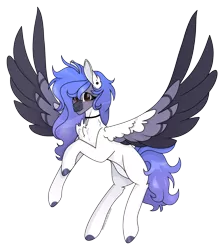 Size: 1280x1426 | Tagged: safe, artist:reptaurdrawsmlp, derpibooru import, oc, unofficial characters only, pegasus, pony, blue hair, brown eyes, chest fluff, colored hooves, colored wings, female, hooves up, image, jewelry, looking at you, mare, multicolored wings, nose piercing, nose ring, pegasus oc, pendant, piercing, png, simple background, solo, spread wings, transparent background, wing fluff, wings