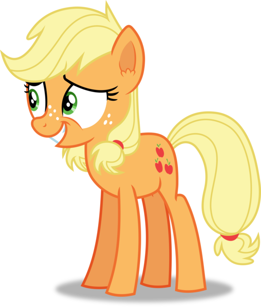 Size: 2000x2347 | Tagged: safe, artist:frownfactory, derpibooru import, applejack, earth pony, pony, where the apple lies, ear fluff, female, filly, filly applejack, freckles, green eyes, image, png, simple background, smiling, solo, standing, transparent background, vector, younger