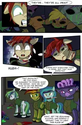 Size: 1280x1949 | Tagged: grimdark, artist:candyclumsy, derpibooru import, oc, unofficial characters only, earth pony, gryphon, pegasus, unicorn, comic:revolution of harmony, dead, death, earth pony oc, griffon oc, horn, image, jpeg, pegasus oc, slime, unicorn oc, wings