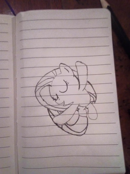 Size: 1080x1440 | Tagged: safe, derpibooru import, fluttershy, pony, filli vanilli, season 4, cute, eyes closed, flying, image, jpeg, monochrome, notebook, shyabetes, sketch, smiling