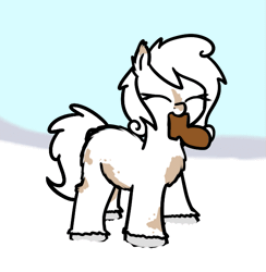 Size: 613x629 | Tagged: safe, artist:neuro, derpibooru import, oc, unofficial characters only, pony, taiga pony, animated, boot, dancing, eyes closed, female, gif, image, mare, mouth hold, smiling, snow, solo, unshorn fetlocks