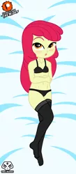 Size: 2385x5470 | Tagged: suggestive, artist:theminus, banned from derpibooru, ponybooru import, apple bloom, equestria girls, blushing, body pillow, clothes, female, image, jpeg, lolicon, looking at you, solo, stupid sexy apple bloom, underage, underwear