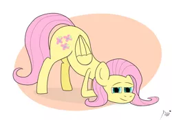 Size: 7000x4900 | Tagged: safe, artist:lightlemon, derpibooru import, fluttershy, pegasus, pony, bedroom eyes, digital art, face down ass up, image, jacko challenge, looking at you, meme, png, simple background, solo