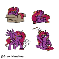 Size: 2550x2550 | Tagged: safe, artist:greenmaneheart, derpibooru import, oc, oc:diamond-chi, alicorn, pony, box, female, image, lying down, mare, png, pony in a box, prone, simple background, solo, transparent background