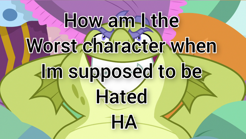 Size: 1264x719 | Tagged: safe, derpibooru import, sludge (dragon), dragon, father knows beast, grin, image, male, op has a point, png, question, smiling, white outline