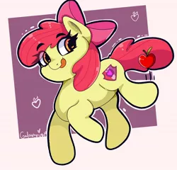 Size: 1358x1302 | Tagged: safe, artist:galaxynightt, derpibooru import, apple bloom, earth pony, pony, apple, female, filly, food, image, jpeg, solo, tongue out