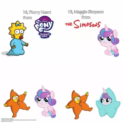Size: 1429x1429 | Tagged: safe, derpibooru import, princess flurry heart, pony, baby, baby pony, crossover, cute, flurrybetes, hello yoshi from super mario, image, jpeg, maggie simpson, meme, my little pony logo, star flurry heart, the simpsons, the simpsons predicted the future