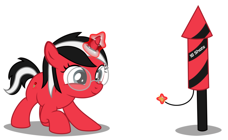 Size: 7220x4440 | Tagged: safe, artist:strategypony, derpibooru import, oc, oc:rosalia, unofficial characters only, pony, unicorn, 2022, dangerous, female, filly, fireworks, foal, glasses, happy new year, happy new year 2022, holiday, horn, image, magic, new year, png, rocket, simple background, telekinesis, transparent background