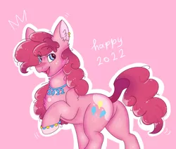 Size: 4000x3384 | Tagged: safe, artist:valkiria, derpibooru import, pinkie pie, earth pony, pony, balloonbutt, butt, female, happy new year, holiday, image, jewelry, mare, necklace, open mouth, open smile, plot, png, raised hoof, smiling, solo