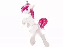 Size: 1024x768 | Tagged: safe, artist:valkiria, derpibooru import, sugar moonlight, earth pony, pony, blank flank, butt, eyeshadow, female, g5, helmet, image, jpeg, makeup, mare, simple background, solo, white background