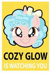 Size: 1969x2824 | Tagged: safe, artist:aleximusprime, derpibooru import, cozy glow, alicorn, pony, alicornified, image, jpeg, race swap, simple background, smiling, yellow background