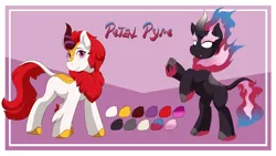 Size: 3840x2160 | Tagged: safe, artist:cainesart, derpibooru import, oc, oc:petal pyre, unofficial characters only, kirin, nirik, female, image, looking at you, png, rearing, reference sheet, transformation