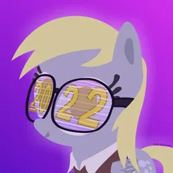 Size: 1000x1000 | Tagged: safe, artist:yoshigreenwater, derpibooru import, derpy hooves, pegasus, pony, 2022, glasses, gradient background, happy new year, happy new year 2022, holiday, image, jpeg, solo