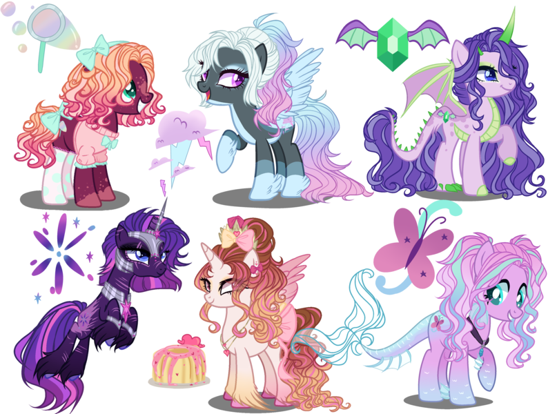 Size: 4500x3400 | Tagged: safe, artist:gihhbloonde, artist:meimisuki, derpibooru import, oc, oc:alluring storm, unofficial characters only, alicorn, dracony, dragon, earth pony, hybrid, pegasus, pony, unicorn, adoptable, alicorn oc, armor, base used, bow, broken horn, choker, clothes, earth pony oc, eyelashes, eyeshadow, female, food, hair bow, hoof fluff, horn, image, interspecies offspring, jelly, magical lesbian spawn, makeup, mare, multicolored hair, offspring, open mouth, pale belly, parent:aria blaze, parent:cheese sandwich, parent:fluttershy, parent:pinkie pie, parent:pound cake, parent:princess flurry heart, parent:rainbow dash, parent:rarity, parent:spike, parent:tempest shadow, parent:thunderlane, parent:twilight sparkle, parents:ariashy, parents:cheesepie, parents:sparity, parents:tempestlight, parents:thunderdash, png, prosthetic horn, prosthetics, raised hoof, simple background, smiling, socks, sweater, tail, tail bow, transparent background, unicorn oc, unshorn fetlocks, wings