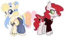 Size: 431x231 | Tagged: safe, artist:khimi-chan, derpibooru import, oc, unofficial characters only, bat pony, pony, bat pony oc, bat wings, clothes, duo, female, frown, image, male, mare, png, simple background, smiling, stallion, transparent background, wings