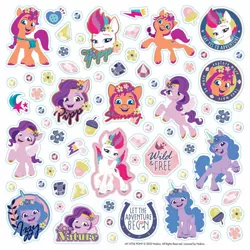 Size: 1400x1400 | Tagged: safe, derpibooru import, official, izzy moonbow, pipp petals, sunny starscout, zipp storm, earth pony, pegasus, pony, unicorn, calendar, female, flower, g5, image, jpeg, mare, plant, sticker, text