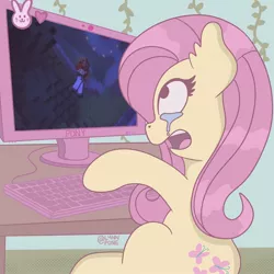 Size: 1440x1440 | Tagged: safe, derpibooru import, fluttershy, pegasus, pony, crying, fallen kingdom, female, image, jpeg, mare, meme, minecraft, shocked fluttershy meme, solo