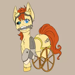 Size: 1446x1446 | Tagged: safe, artist:natt333, derpibooru import, oc, cyborg, earth pony, pony, disabled, image, png, solo, steampunk