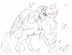 Size: 2048x1578 | Tagged: safe, derpibooru import, oc, oc:vida emotionate, alicorn, pony, female, fire, image, jpeg, mare, sketch