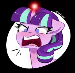 Size: 4496x4384 | Tagged: safe, artist:kittyrosie, derpibooru import, starlight glimmer, pony, unicorn, angry, cross-popping veins, glow, glowing horn, horn, image, png, quiet, s5 starlight