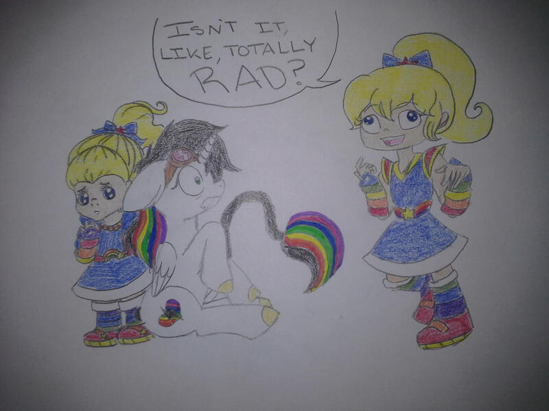 Size: 1024x768 | Tagged: safe, artist:tessalovesozzy, derpibooru import, oc, oc:lightning bliss, human, bow, generational humandox, goggles, hair bow, image, jpeg, rainbow brite, rainbow brite (reboot), speech, speech bubble, talking, this will end in tears, traditional art