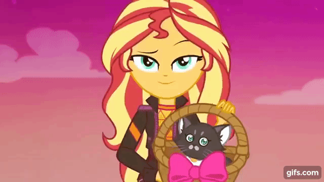 Size: 640x360 | Tagged: safe, derpibooru import, screencap, sunset shimmer, cat, equestria girls, equestria girls series, sunset's backstage pass!, spoiler:eqg series (season 2), animated, clothes, female, gif, gifs.com, image, jacket, leather, leather jacket, music festival outfit, smiling, smirk, smug, smugset shimmer, sunset