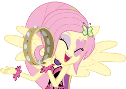Size: 4260x3000 | Tagged: safe, artist:cloudyglow, derpibooru import, fluttershy, equestria girls, shake your tail, image, musical instrument, png, solo, tambourine, vector