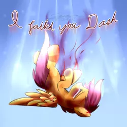Size: 1024x1024 | Tagged: semi-grimdark, artist:invader-madness, derpibooru import, scootaloo, pegasus, pony, abuse, blood, crying, cut, failure, falling, image, imminent death, jpeg, lidded eyes, scootabuse, scootaloo can't fly, scootaloo's death, signature, solo, spread wings, torn ear, wings