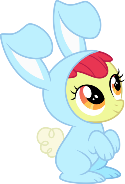 Size: 1786x2617 | Tagged: safe, artist:sollace, derpibooru import, apple bloom, family appreciation day, season 2, animal costume, applebetes, bunny costume, clothes, costume, cute, derpibooru exclusive, image, png, simple background, solo, .svg available, transparent background, vector