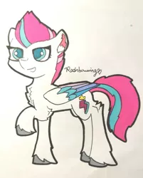 Size: 1279x1591 | Tagged: safe, artist:rainbowwing, derpibooru import, zipp storm, my little pony: a new generation, folded wings, g5, image, jpeg, simple background, solo, traditional art, white background, wings