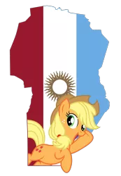 Size: 2383x3450 | Tagged: safe, artist:jojodidu, artist:third uncle, derpibooru import, edit, applejack, earth pony, pony, argentina, cordoba, female, flag, hat, high res, image, mare, png, province, simple background, smiling, solo, sun, transparent background