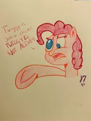 Size: 3024x4032 | Tagged: safe, derpibooru import, pinkie pie, twiggy (pet), earth pony, friendship is magic, the maud couple, colored markers, colored pencils, elmo, image, jpeg, my little pony, sesame street, traditional art