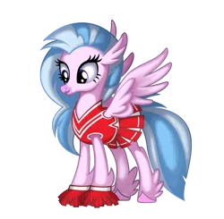 Size: 5000x4909 | Tagged: safe, artist:duskie-06, derpibooru import, silverstream, cheerleader, clothes, cute, image, png, pom pom, simple background, skirt, solo, transparent background, wings