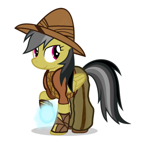 Size: 1378x1378 | Tagged: safe, artist:sunmint234, derpibooru import, daring do, pegasus, black, blue, clothes, disney, disney princess, dress, gem, hat, image, outfit, pink eyes, png, raya, raya and the last dragon, shirt, solo, spoilers for another series, tail, wings