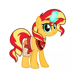 Size: 1378x1378 | Tagged: safe, artist:sunmint234, derpibooru import, sunset shimmer, pony, unicorn, crossover, disney, disney princess, eye, eyes, gem, glow, glowing horn, horn, image, looking at you, magic, moana, moana waialiki, png, princess, solo, spoilers for another series, sunset