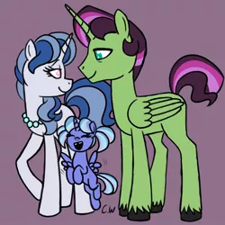 Size: 1000x1000 | Tagged: safe, artist:chelseawest, derpibooru import, oc, oc:azure star, oc:blue belle, oc:emerald spark, alicorn, pony, unicorn, alicorn oc, family, female, filly, foal, horn, image, jewelry, jpeg, necklace, offspring, offspring's offspring, parent:oc:blue belle, parent:oc:emerald spark, parent:oc:golden drops, parent:oc:starfire spark, parents:oc x oc, unicorn oc, wings