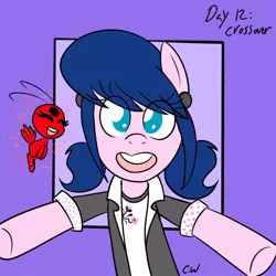 Size: 1000x1000 | Tagged: safe, artist:chelseawest, derpibooru import, ponified, pony, image, jpeg, kwami, marinette dupain-cheng, miraculous ladybug, ponytober, tikki