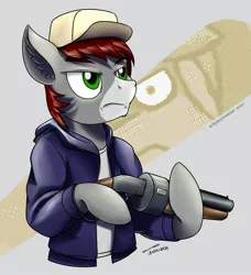 Size: 1920x2102 | Tagged: safe, artist:buckweiser, derpibooru import, oc, oc:khaki-cap, earth pony, commission, gun, image, jpeg, scattergun, scout, solo, team fortress 2, weapon, your character here