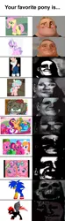 Size: 1000x3360 | Tagged: semi-grimdark, derpibooru import, cozy glow, diamond tiara, dishwater slog, fluttershy, svengallop, oc, ponified, pony, g3, g3.5, g3.75, image, meme, mr. incredible becoming uncanny, nightmare fuel, png, red and black oc, sonic the hedgehog, sonic the hedgehog (series), the incredibles, uncanny