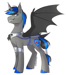 Size: 1098x1200 | Tagged: safe, artist:its-gloomy, derpibooru import, oc, oc:candor champion, alicorn, bat pony, bat pony alicorn, bat wings, digital art, fangs, horn, horn jewelry, image, jewelry, png, simple background, smiling, smirk, smug, solo, spread wings, tail, tail wrap, transparent background, wings