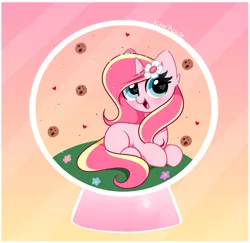 Size: 4576x4448 | Tagged: safe, artist:kittyrosie, derpibooru import, oc, oc:rosa flame, unofficial characters only, pony, unicorn, cookie, food, globe, horn, image, open mouth, png, unicorn oc